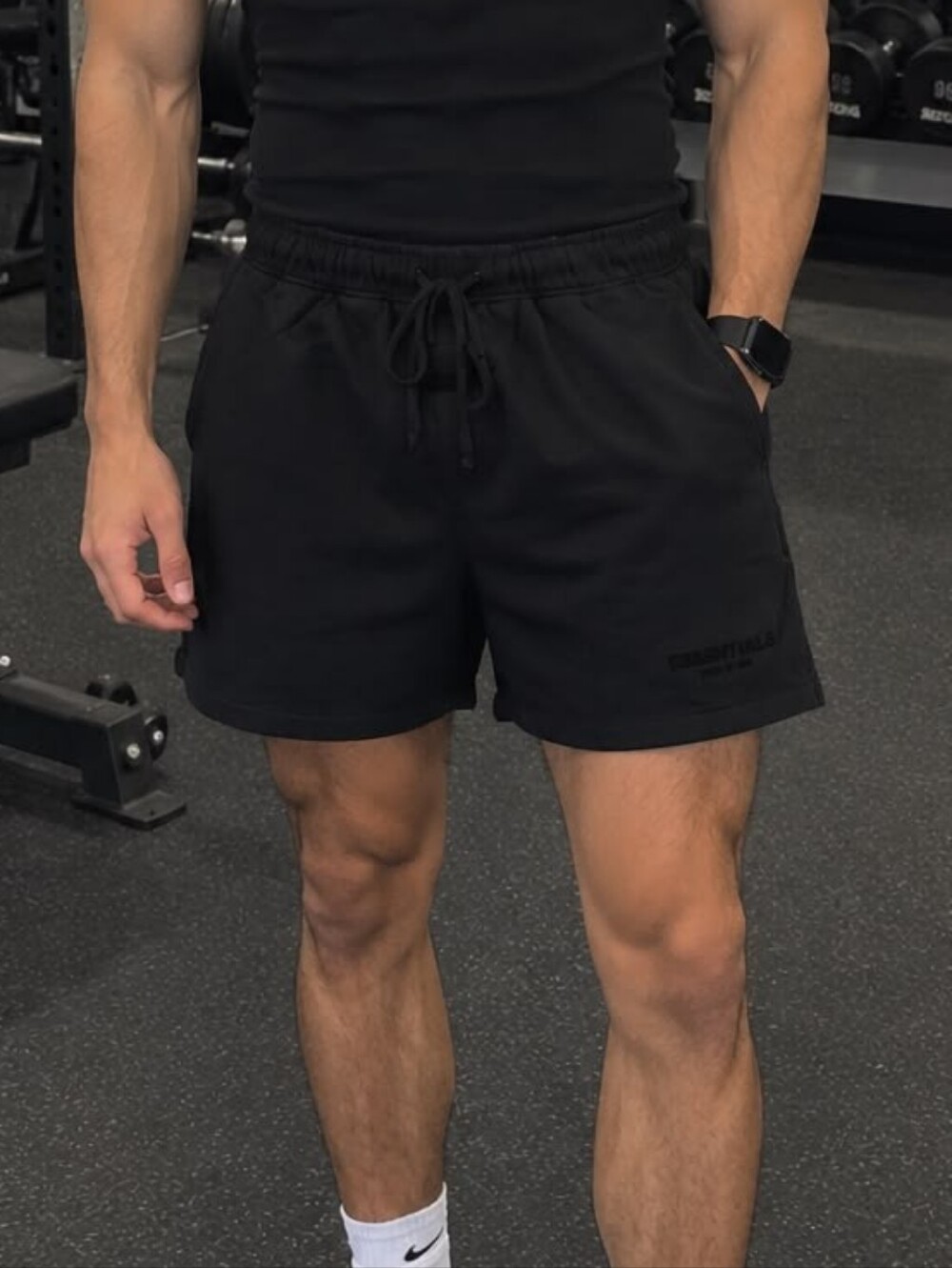 ESSENTIALS Fear Of God Men's Black Drawstring Athletic Shorts